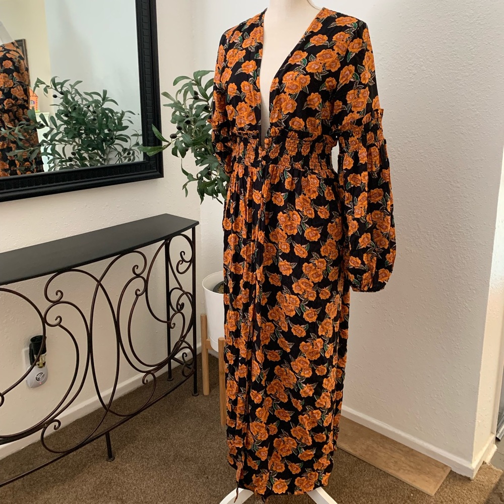 Rock & Roll Cowgirl Floral Cardigan - Black and Orange